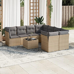 vidaXL Salon de jardin avec coussins 9 pcs beige résine tressée