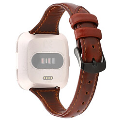 Wewoo Bracelet pour montre connectée Fitbit Versa razy Cheval Texture En Cuir Véritable Rouge Marron 