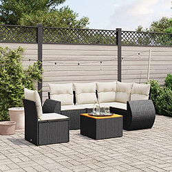 Maison Chic Salon de jardin 6 pcs avec coussins | Ensemble de Table et chaises | Mobilier d'Extérieur noir résine tressée -GKD37546