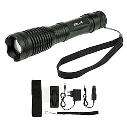 Wewoo Lampe de poche torche noir CREE XM-L T6 5-Mode 1800LM Lumière Blanche Réglable Flashlight Focus 