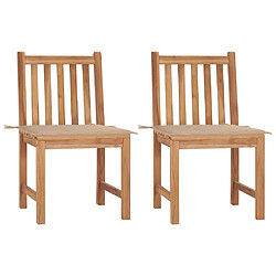 vidaXL Chaises de jardin lot de 2 avec coussins Bois de teck massif