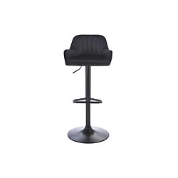 Avis Vente-Unique Lot de 2 tabourets de bar en velours et métal - Hauteur réglable - Noir - ELEANA