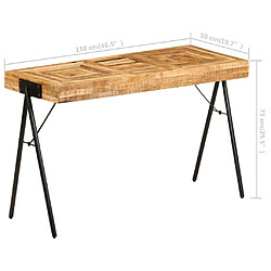 vidaXL Table à écrire Bois de manguier massif 118 x 50 x 75 cm pas cher