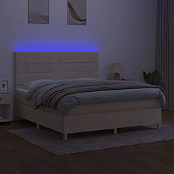 Avis vidaXL Sommier à lattes de lit et matelas et LED Crème 160x200cm Tissu