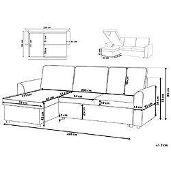 Avis Beliani Canapé angle côté droit convertible en tissu noir 3 places NESNA