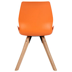 Acheter Decoshop26 Lot de 4 chaises de salle à manger design scandinave en plastique et PVC orange et pieds en bois clair 10_0001850