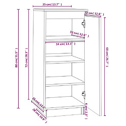 vidaXL Armoire à chaussures 35x35x80 cm Bois de pin massif pas cher