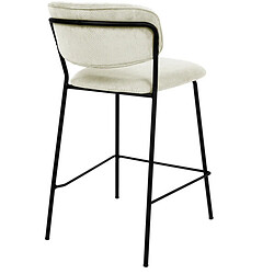 Moloo CLARA-Tabouret de bar en tissu cotelé Ecru et métal noir mat (x2)