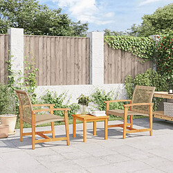 vidaXL Chaises de jardin lot de 2 beige résine tressée bois d’acacia 