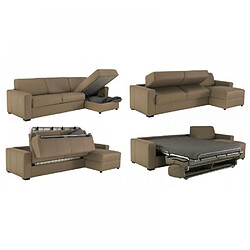 Avis Inside 75 Canapé d'angle DREAMER convertible EXPRESS 140cm CUIR VACHETTE taupe clair matelas 16 cm