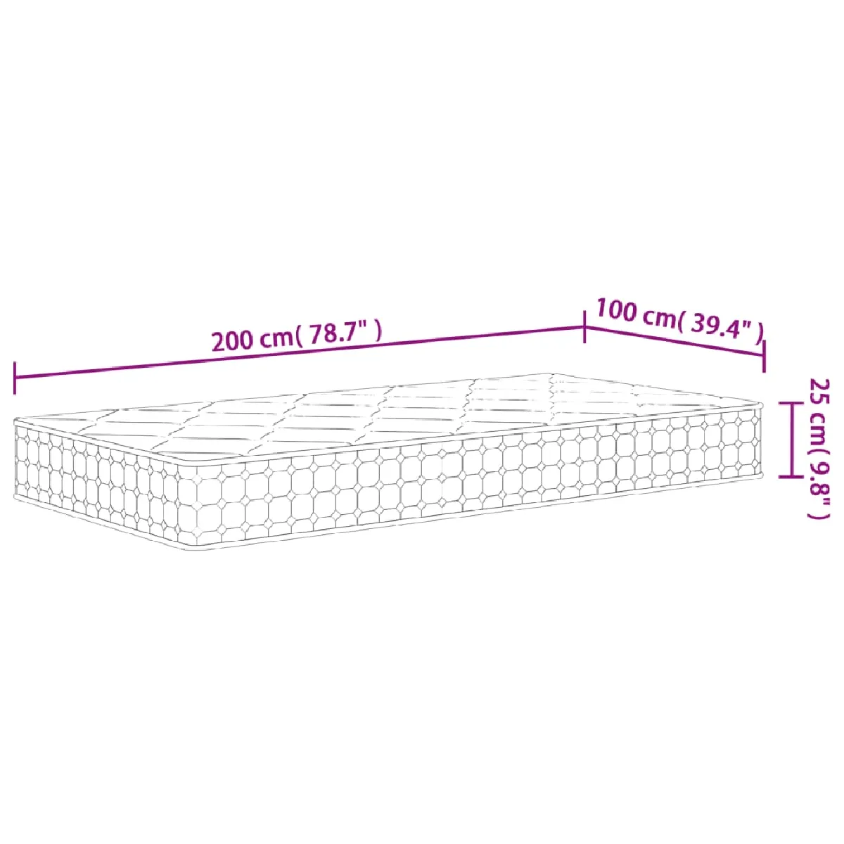 vidaXL Matelas à ressorts ensachés dureté moyenne 100x200 cm pas cher