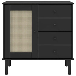 Acheter vidaXL Buffet SENJA aspect rotin noir 80x40x80 cm bois massif de pin