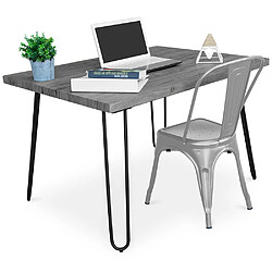 ICONIK INTERIOR Table de bureau Hairpin Gris 120x90 + Chaise Stylix Argenté