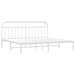 Maison Chic Lit adulte - Cadre de lit métal avec tête de lit,Structure du lit Contemporain pour chambre blanc 200x200 cm -MN43068 pas cher