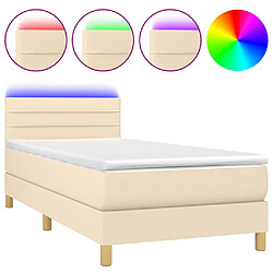 vidaXL Sommier à lattes de lit avec matelas LED Crème 100x200 cm Tissu