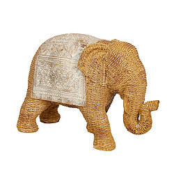 Figurine Décorative Romimex Beige Rotin Polyrésine Eléphant 29 x 20 x 12 cm 