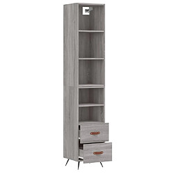 Avis vidaXL Buffet haut Sonoma gris 34,5x34x180 cm Bois d'ingénierie