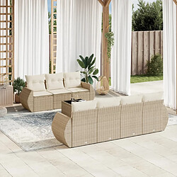 vidaXL Salon de jardin avec coussins 8 pcs beige résine tressée 