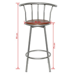 vidaXL Tabourets de bar lot de 2 marron acier pas cher