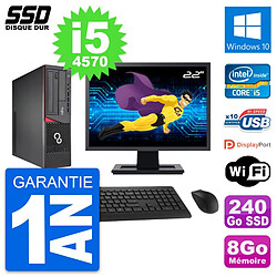 PC Fujitsu E720 E85+ DT Ecran 22" Core i5-4570 RAM 8Go SSD 240Go Windows 10 Wifi · Occasion 