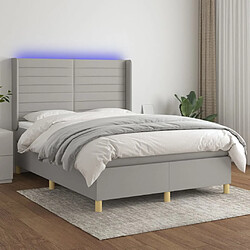 vidaXL Sommier à lattes de lit matelas LED Gris clair 140x200 cm Tissu 