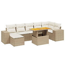 vidaXL Salon de jardin avec coussins 8 pcs beige résine tressée