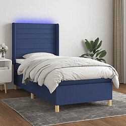 Sommier à lattes,Cadre à lattes de lit pour Adulte matelas et LED Bleu 100x200 cm Tissu -MN73697