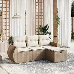 Maison Chic Salon de jardin avec coussins 4 pcs, Ensemble Tables et chaises de jardin,, Ensemble Tables et chaises de jardin, beige résine tressée -GKD425509