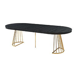 Acheter Vente-Unique Table à manger extensible 2 à 12 personnes en MDF et acier - Noir et doré - FIRELA