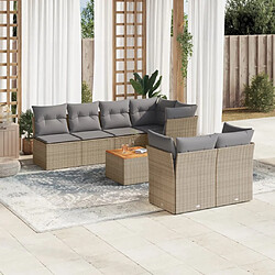 vidaXL Salon de jardin avec coussins 8 pcs beige résine tressée 