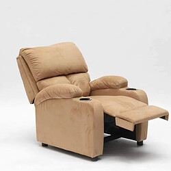 Produceshop Fauteuil relax inclinable avec repose-pieds en microfibre de velours Lucrezia, Couleur: Beige pas cher