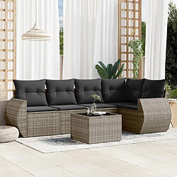 Maison Chic Salon de jardin 6 pcs avec coussins | Ensemble de Table et chaises | Mobilier d'Extérieur gris résine tressée -GKD97162