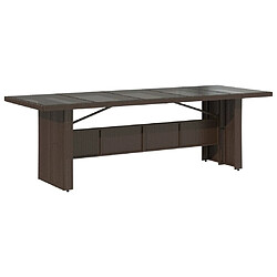 vidaXL Table de jardin avec dessus en verre marron résine tressée