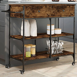 Maison Chic Desserte de cuisine | Chariot de cuisine | Meuble de rangement roulant chêne fumé 105x42x95 cm bois d'ingénierie -GKD79701