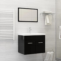 vidaXL Ensemble de meubles de salle de bain Noir brillant Aggloméré