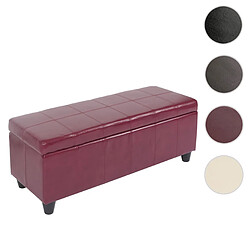 Mendler Banc banquette rembourrée coffre de rangement Kriens, cuir reconstitué, 112x45x45cm ~ rouge 