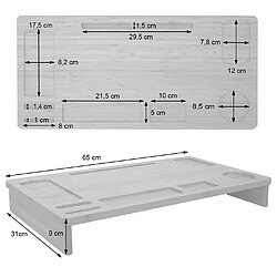 Mendler Rehaussement d'écran HWC-E85, support d'écran, rehausse pour bureau, présentoir d'écran, bambou 9x65x31cm