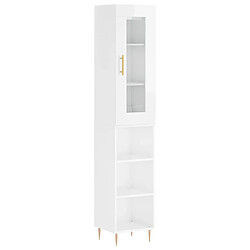 vidaXL Buffet haut Blanc brillant 34,5x34x180 cm Bois d'ingénierie