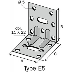 Simpson Équerres mixtes renforcées, longueur 95 mm, hauteur 170 mm, largeur 110 mm, épaisseur 3 mm, boîte de 25 pièces