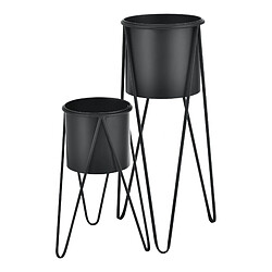 Set de 2 Supports de Plante Hedera Métal Tailles Différentes Noir [en.casa]