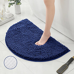 LUUCOZK Tapis de bain antidérapants absorbants à séchage rapide, tapis de décoration de salle de bain, fond TPR bleu profond-Demi-cercle 40X60CM