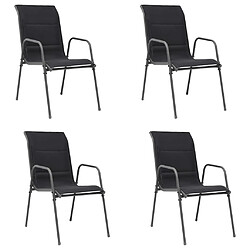 vidaXL Chaises empilables de jardin 4 pcs Acier et textilène Noir 