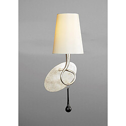 Luminaire Center Applique murale Paola avec interrupteur 1 Ampoule E14, argent peint avec Abat jour crème &amp; goutelettes en verre noir