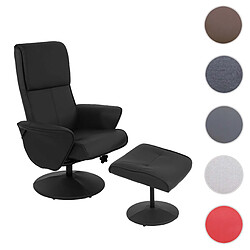 Mendler Fauteuil relax Helsinki fauteuil TV avec repose-pieds/pouf ~ similicuir, noir