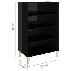 vidaXL Buffet noir brillant 57x35x90 cm bois d'ingénierie pas cher