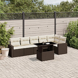 vidaXL Salon de jardin avec coussins 7 pcs marron résine tressée 