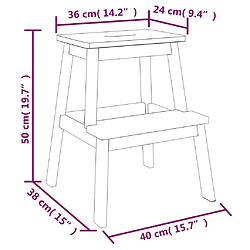 vidaXL Tabouret-escabeau 2 marches 40x38x50 cm Bois d'acacia solide pas cher