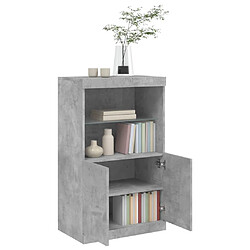 Maison Chic Commode Buffet - Meuble de rangement avec lumières LED gris béton 60,5x37x100 cm -GKD72241 pas cher