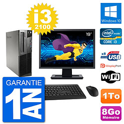 PC Lenovo M91p SFF Ecran 19" Intel i3-2100 RAM 8Go Disque 1To Windows 10 Wifi - Occasion