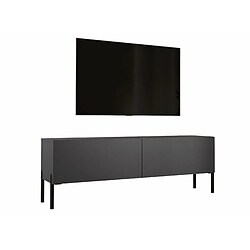 3XELIVING Meuble TV en couleur Anthracite avec pieds droits en noir, D: l : 140 cm, H : 52 cm, P : 32 cm